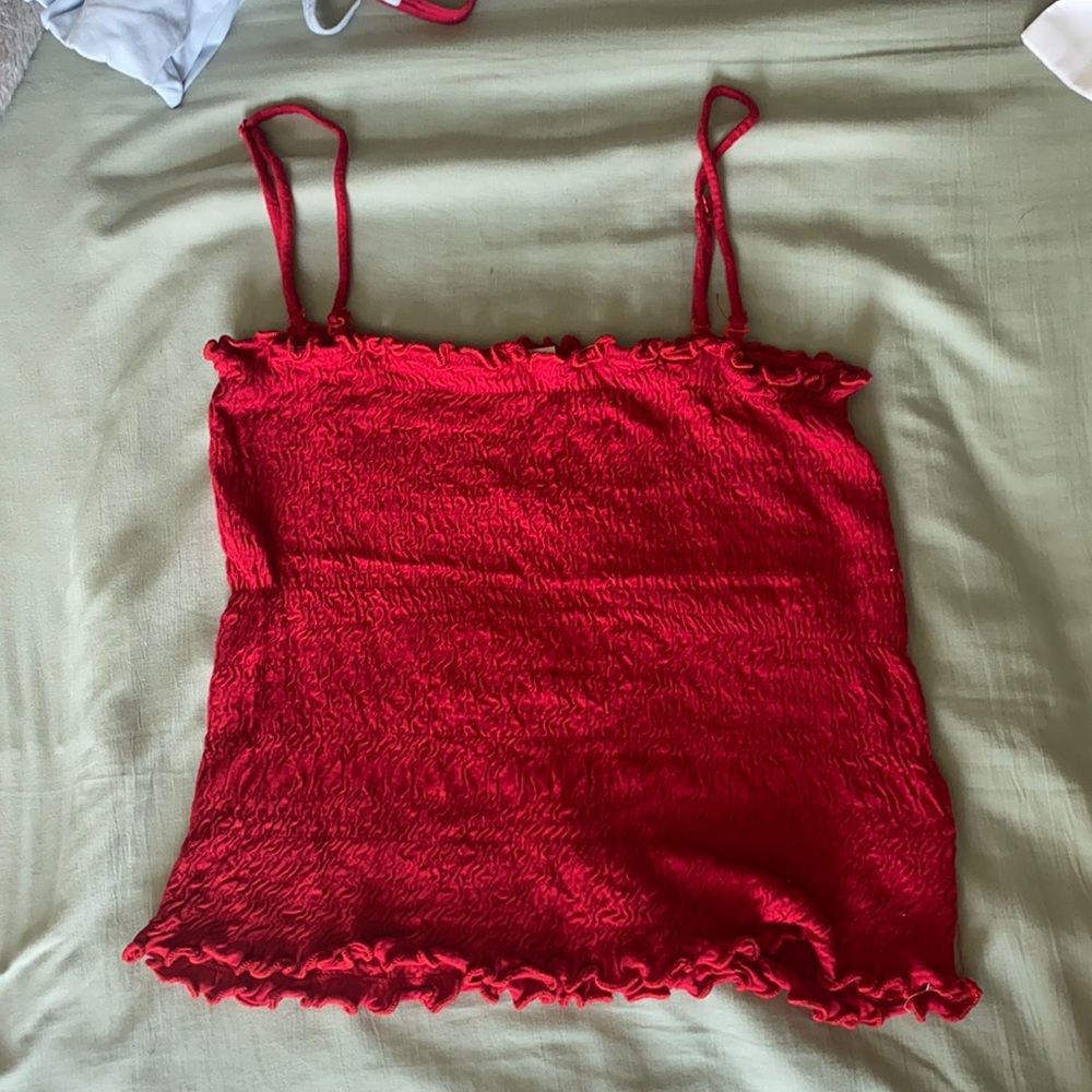 Scrunched, Red, Adjustable Tank- L
